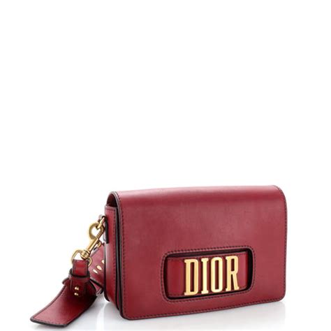 Christian Dior Dio (r)evolution Flap Bag Leather Medium Red .